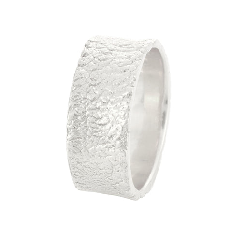 River Washed Textured Band in White Gold