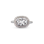 Solitaire Diamond Ring with Diamond Pave in White Gold